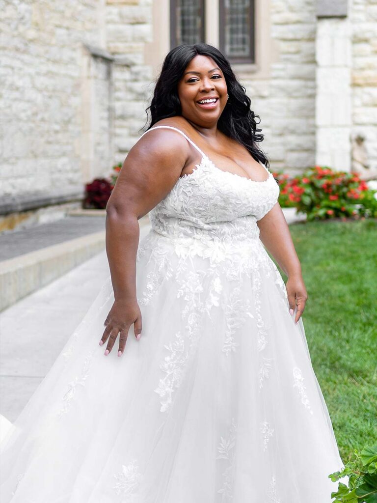 D3386 Plus Size - Essense of Australia wedding dress at Shropshire Country Brides.