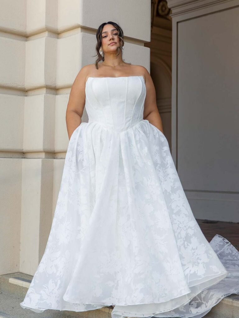 D4158 Plus Size - Essense of Australia wedding dress at Shropshire Country Brides.