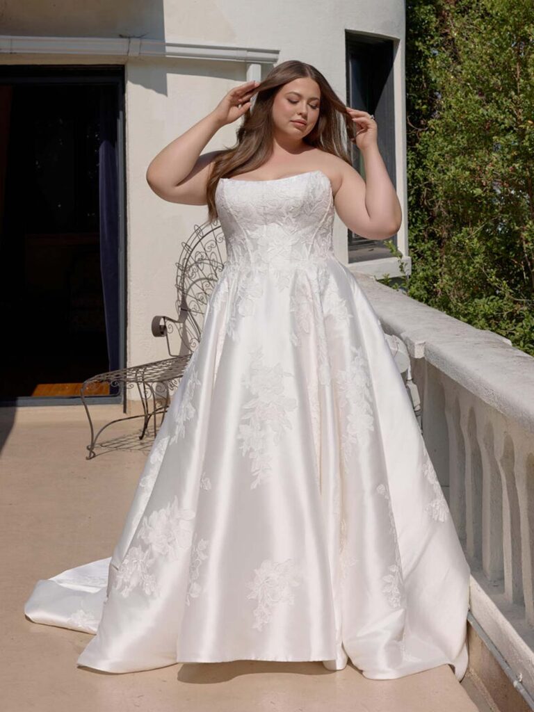 D4407 Plus Size - Essense of Australia wedding dress at Shropshire Country Brides.