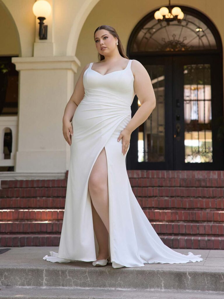 D4439 Plus Size - Essense of Australia wedding dress at Shropshire Country Brides.